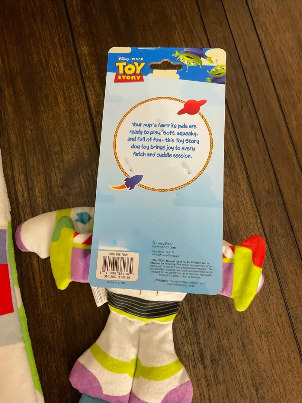Toy Story Buzz Lightyear Hooded Pet Towel & Plush Dog Toy - Purple/White/Green